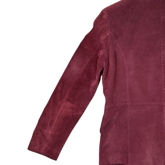 Vintage Bernardo Women’s M Red Burgundy Suede Leather Full Zip Lined Jacket Coat - Picture 10 of 14